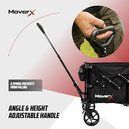 120L Folding Wagon Trolley All-Terrain Wheels Adjustable Handle Camping Cart