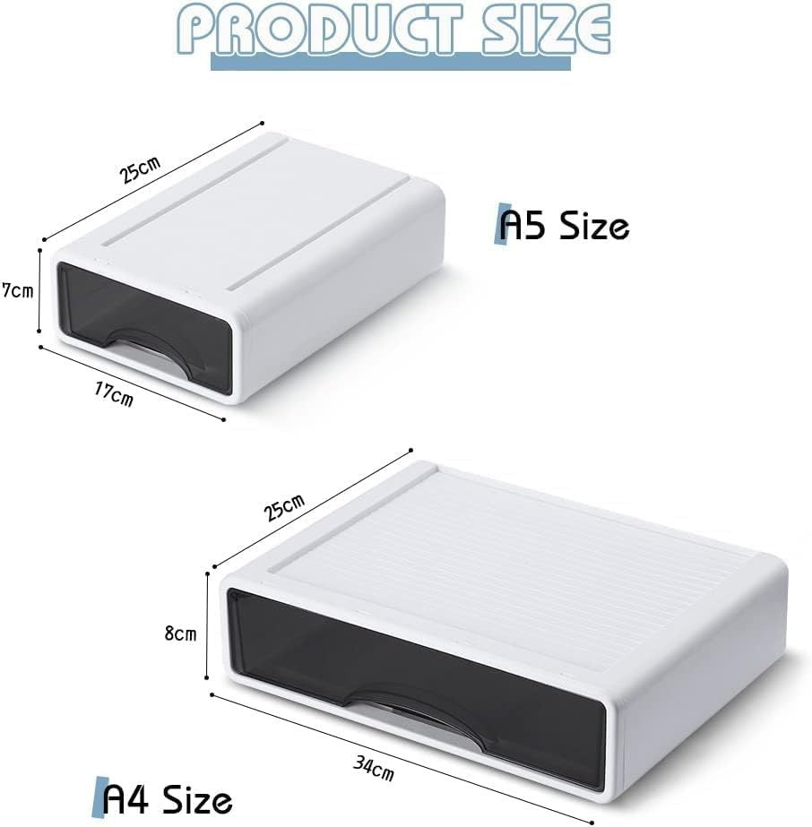 Stackable Desk Organiser with Drawers Desktop Storage Box 4 Drawer