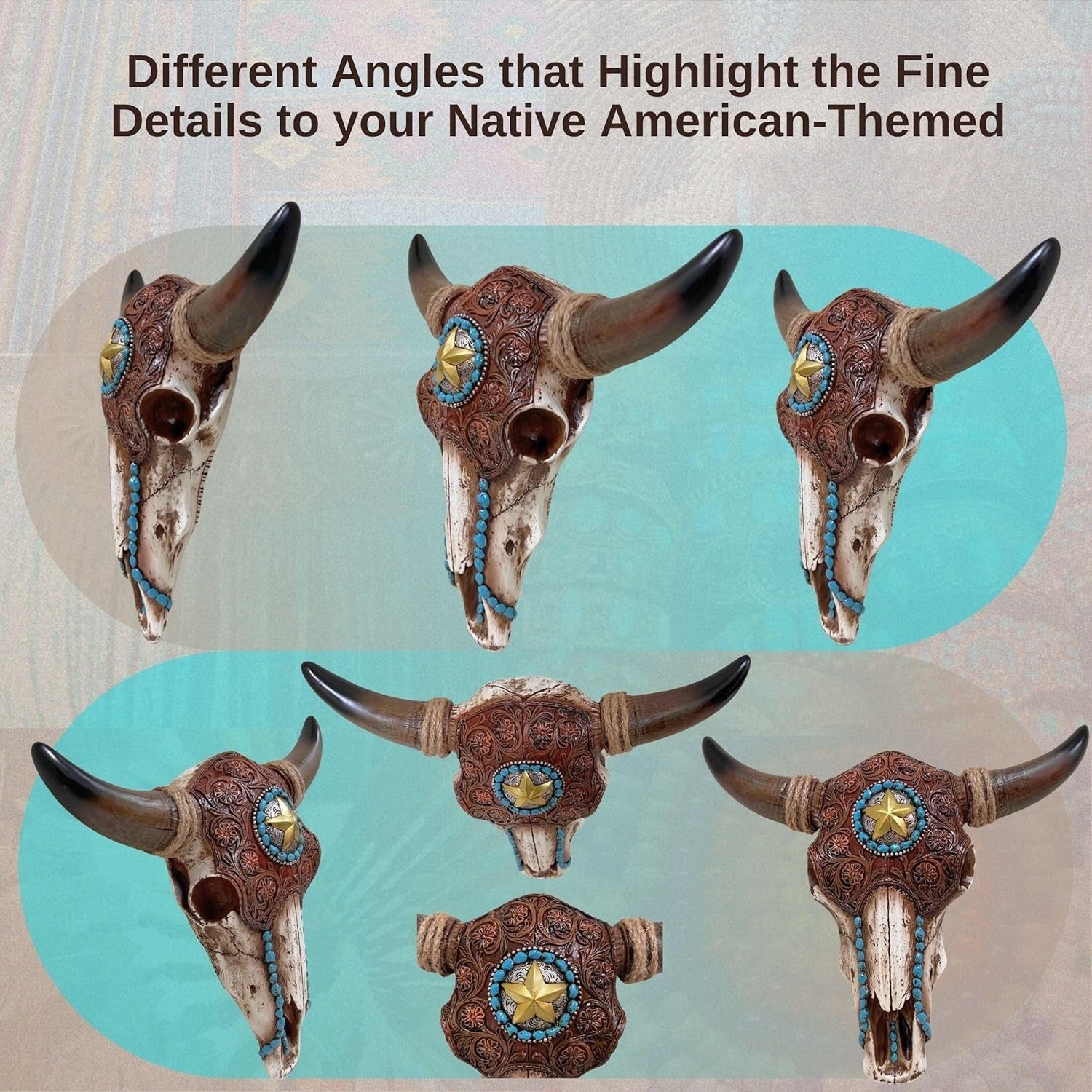 Rustic Bull Skull Wall Decor Southwest Western Resin Sculpture