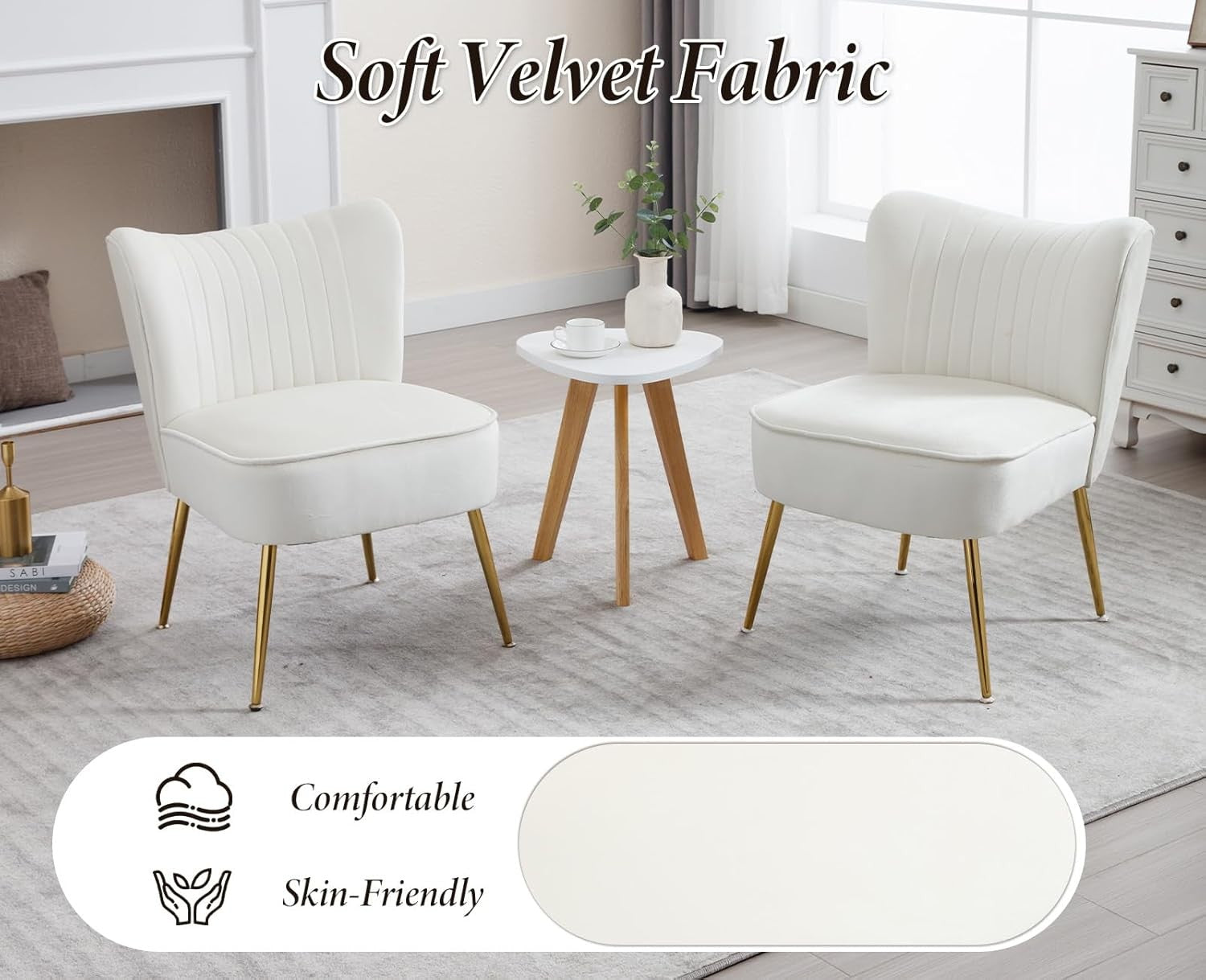 Beige Velvet Accent Tub Chair Gold Legs Modern Armchair