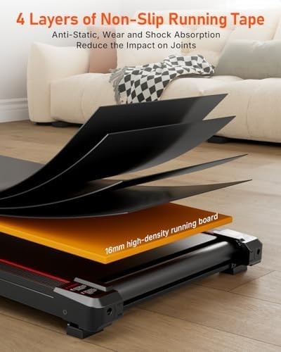 Under Desk Walking Pad Treadmill 330lb Capacity 2.5HP Incline