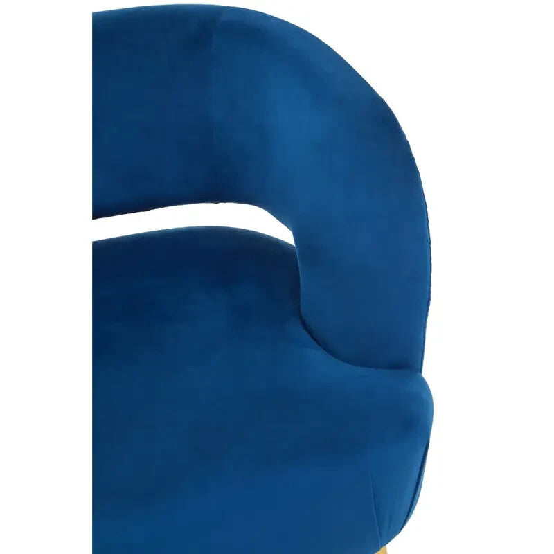 Blue Velvet Accent Chair Gold Legs Modern Lounge Armchair Boutique Style