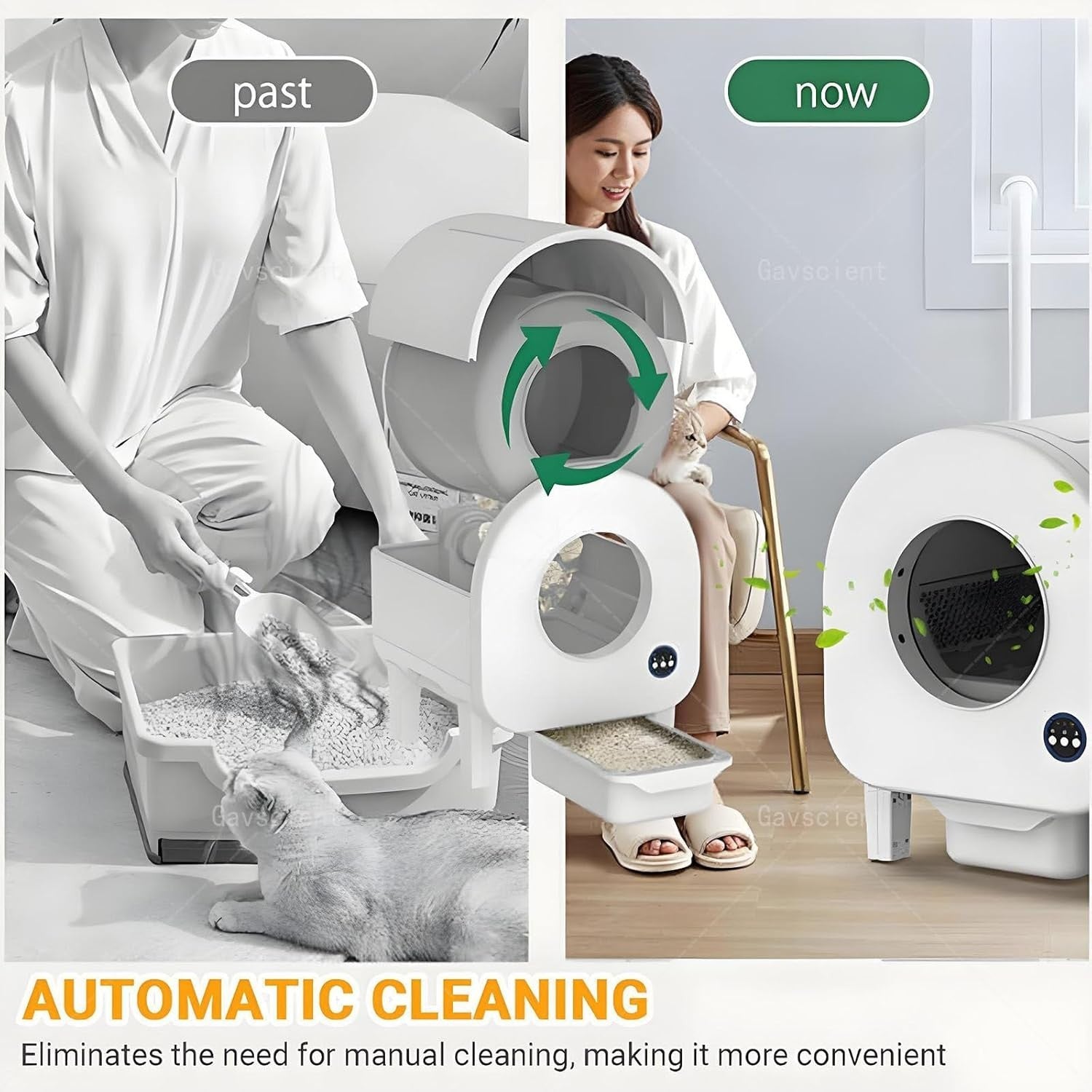 Automatic Cat Litter Box WiFi APP Control 75L Multi Cat Odor Free