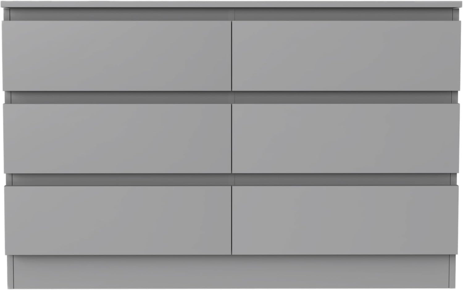 Grey 6 Drawer Chest Dresser Unit Bedroom Storage Cabinet Modern MDF