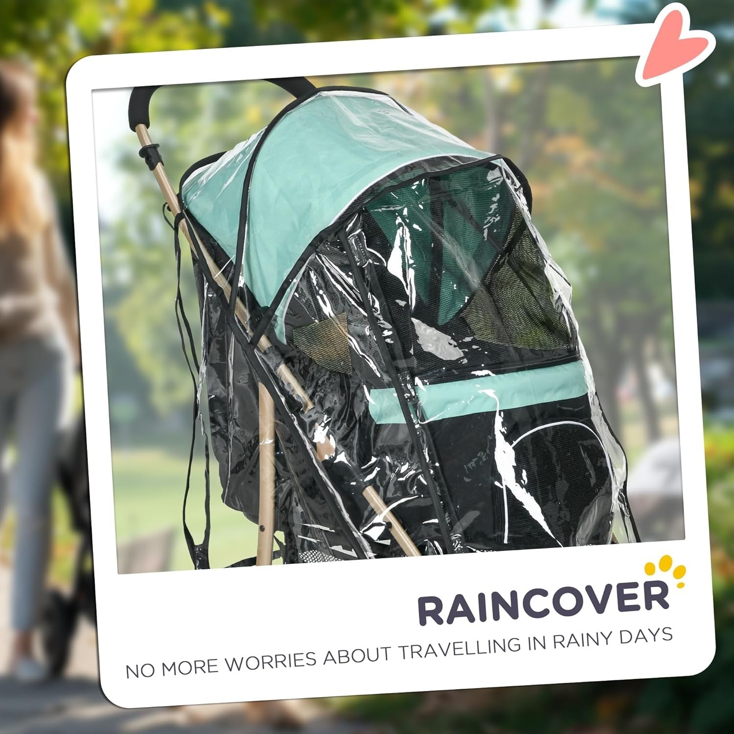 Dog Stroller with Rain Cover Foldable Pet Pushchair Small Dogs Cats