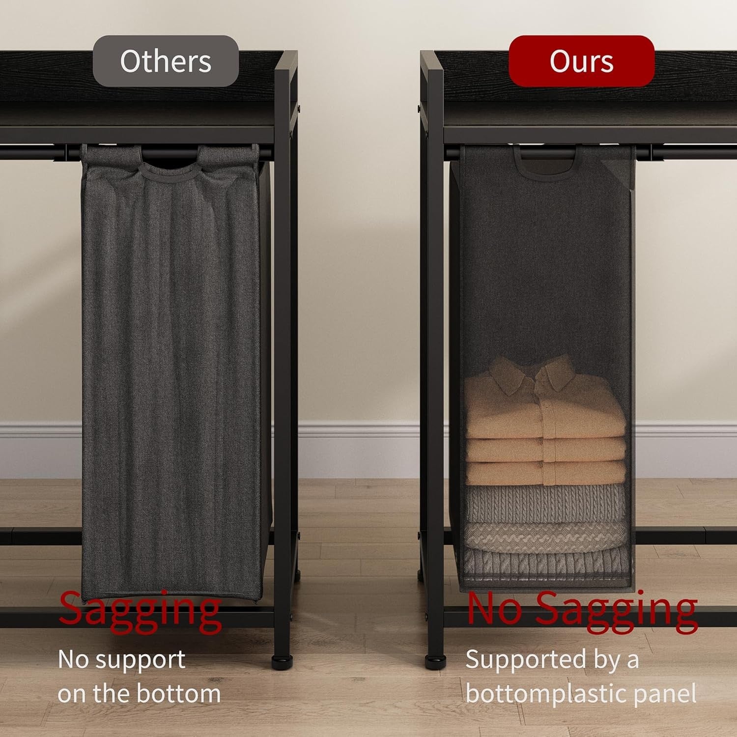 4 Section Laundry Hamper with Shelf Removable Bags Wheels Black Grey 240L