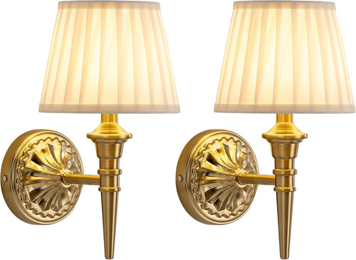 Cordless LED Wall Sconces with Fabric Shades, Dimmable, Rechargeable