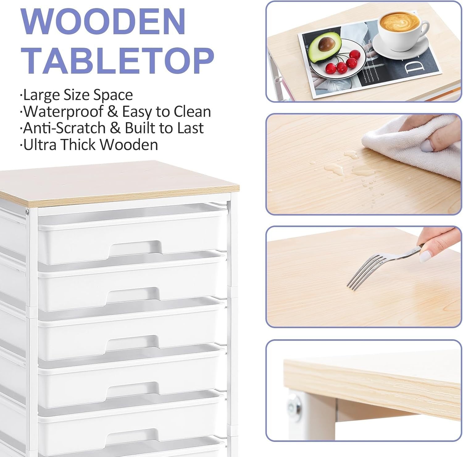 8 Drawer Mobile Storage Cart Rolling Utility Organizer White Trolley
