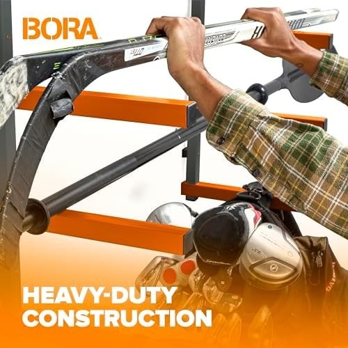 6-Level Wall-Mount Lumber Rack 106x10x7.6cm Heavy-Duty Steel Orange