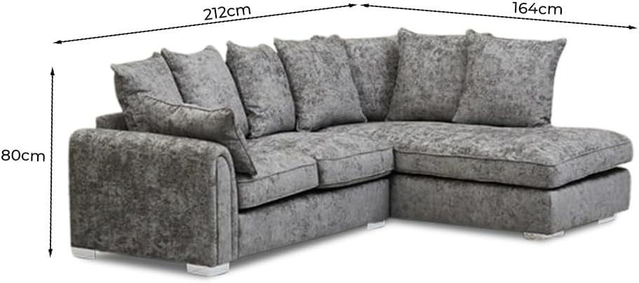 4 Seater L Shape Chenille Corner Sofa Bed with Footstool - Plush Platinum