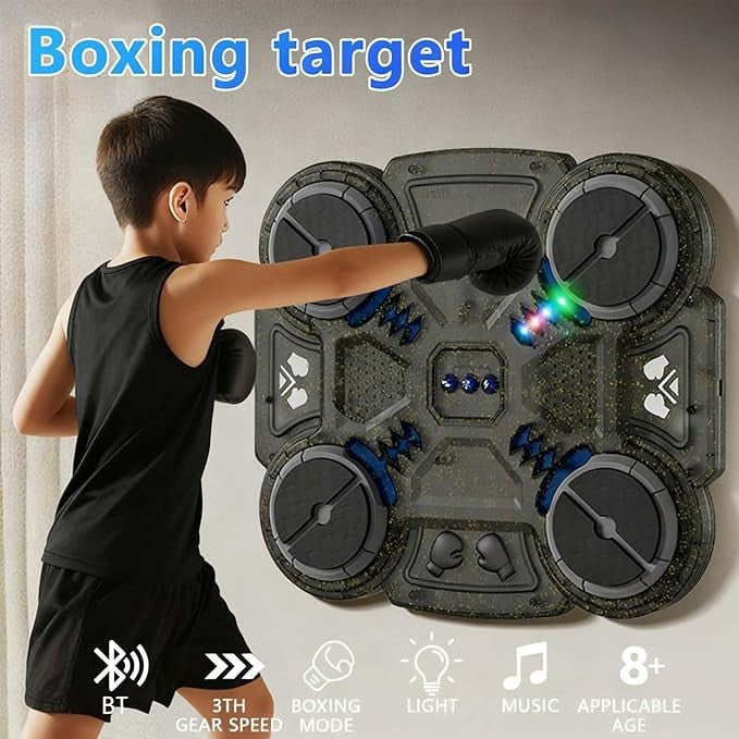 Music Boxing Machine Wall Mounted LED Punch Trainer Reaction Workout Game