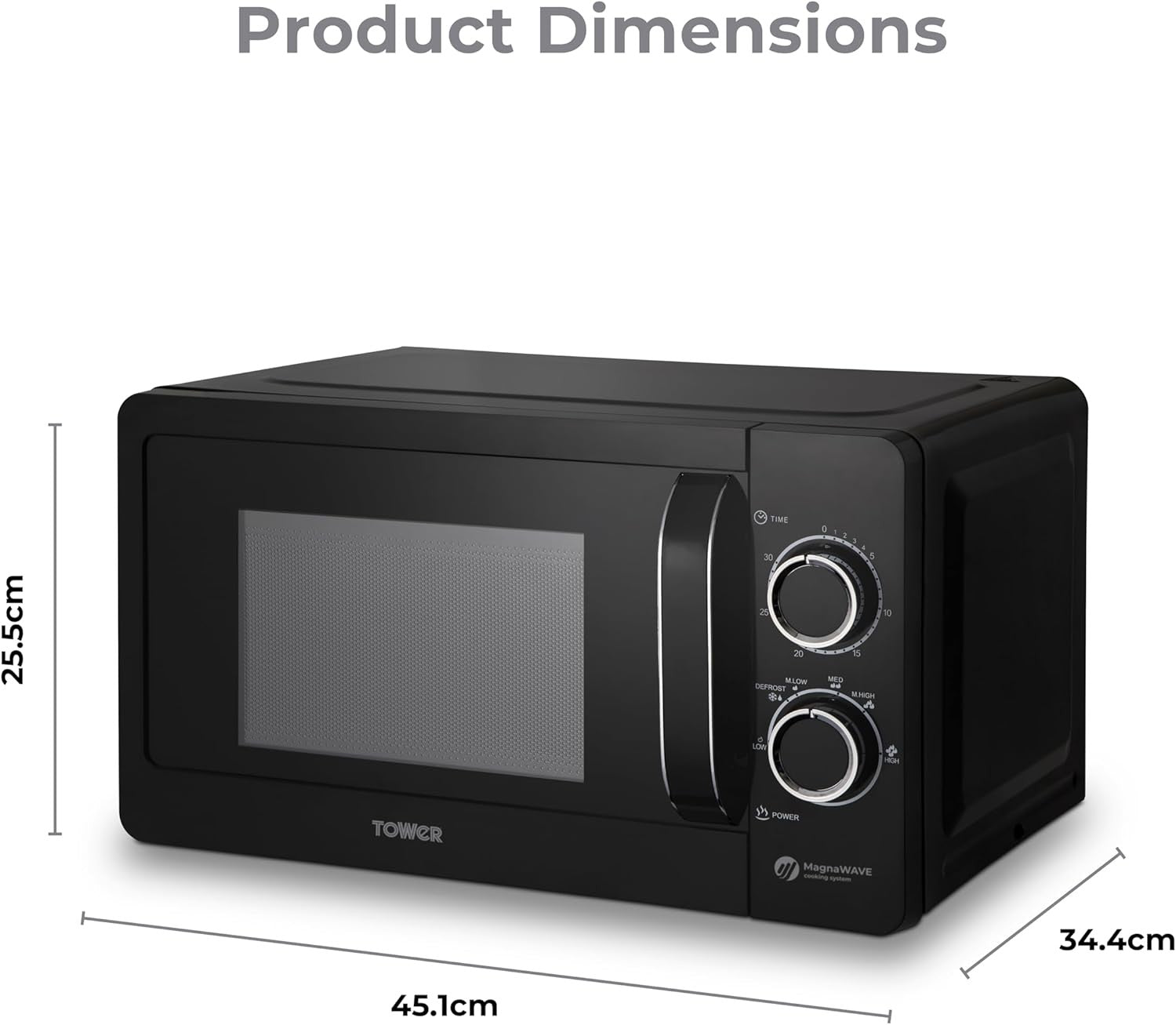 20L 800W Manual Microwave Black Mirror Door Chrome