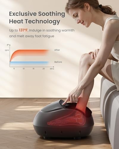 Shiatsu Foot Massager with Heat, Deep Kneading & Air Compression, Size 12
