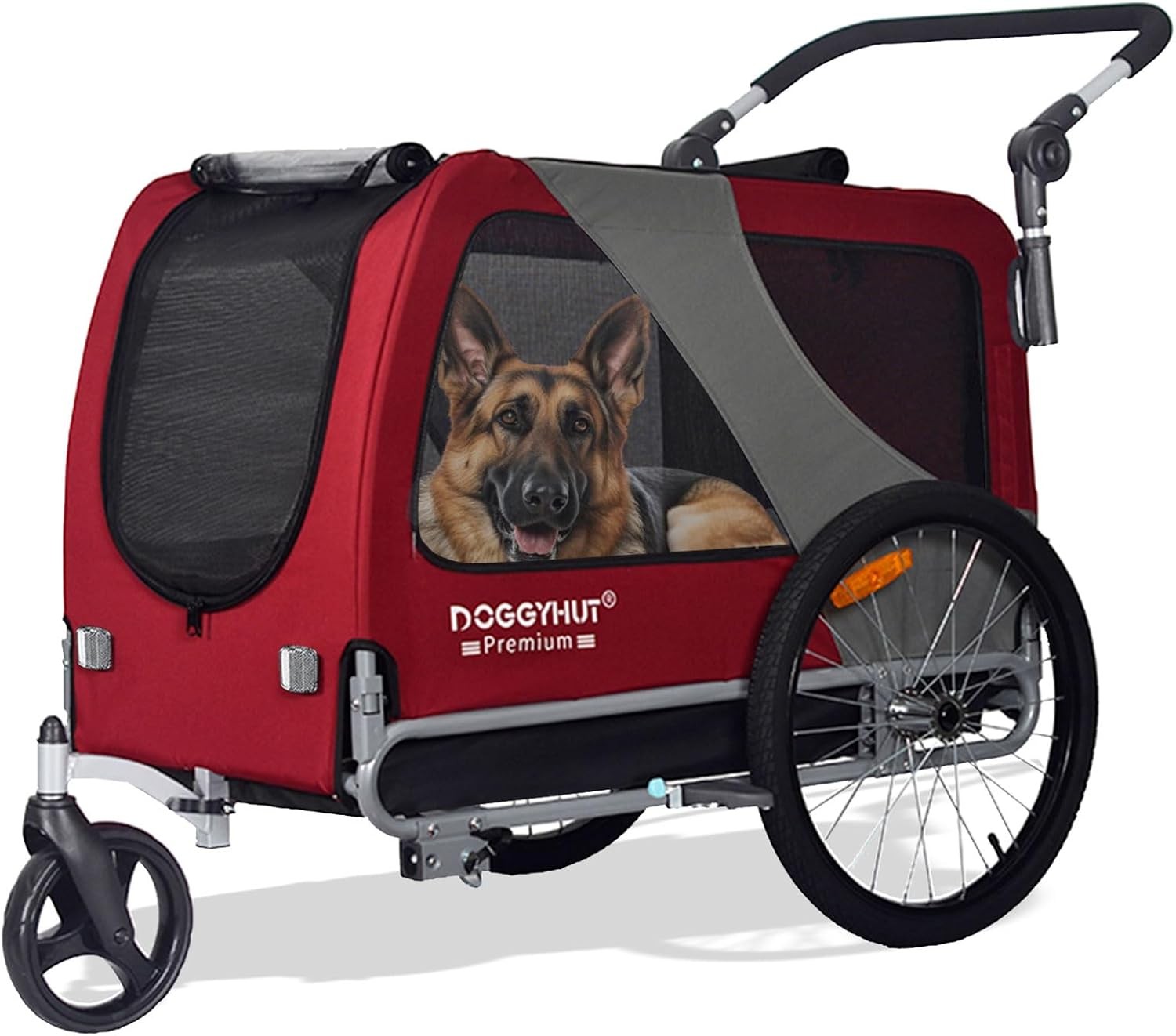 Heavy Duty Dog Bike Trailer Stroller XL 45kg Red Black
