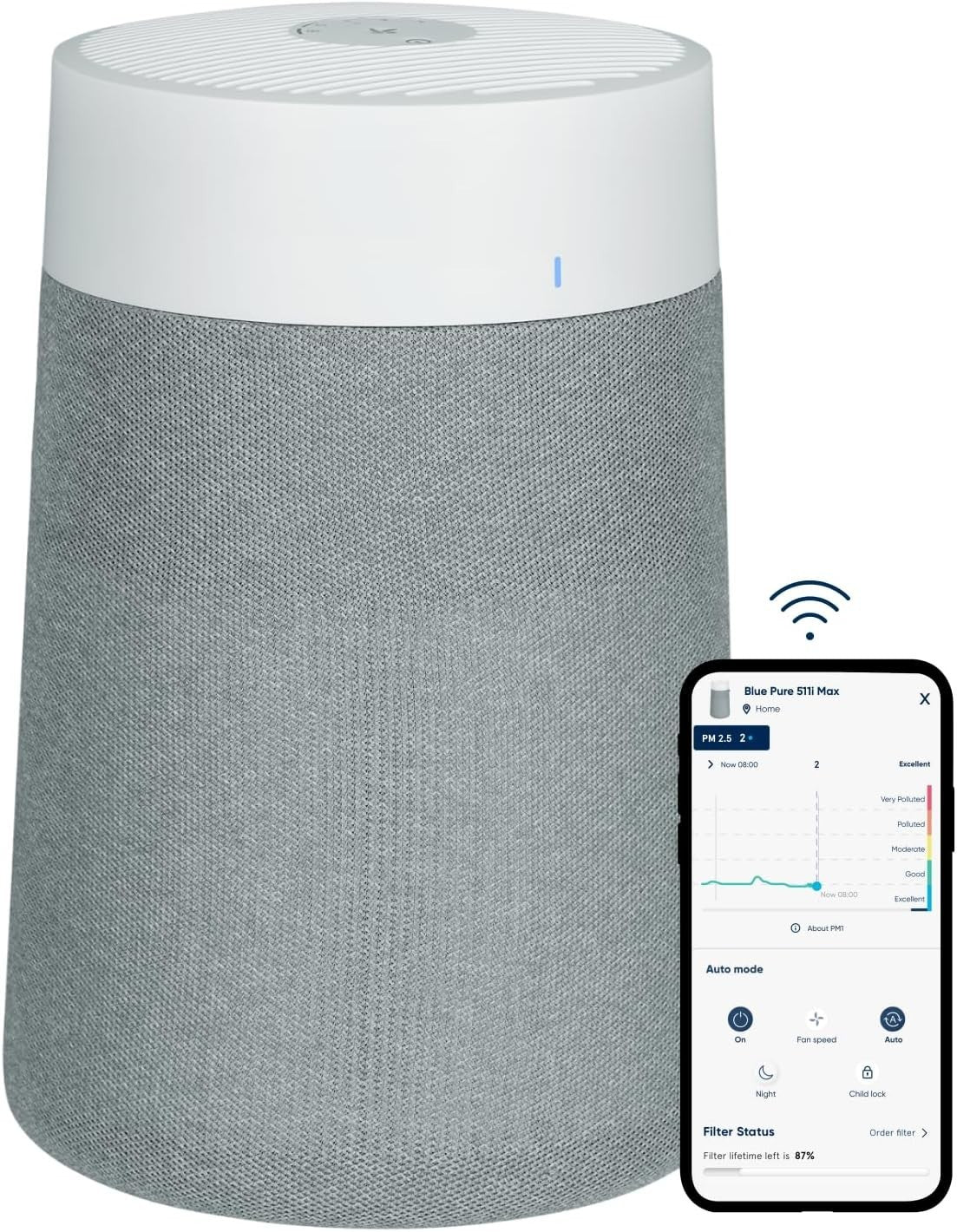 Smart WiFi HEPA Air Purifier 43m² Ultra Quiet Pets Allergy Auto