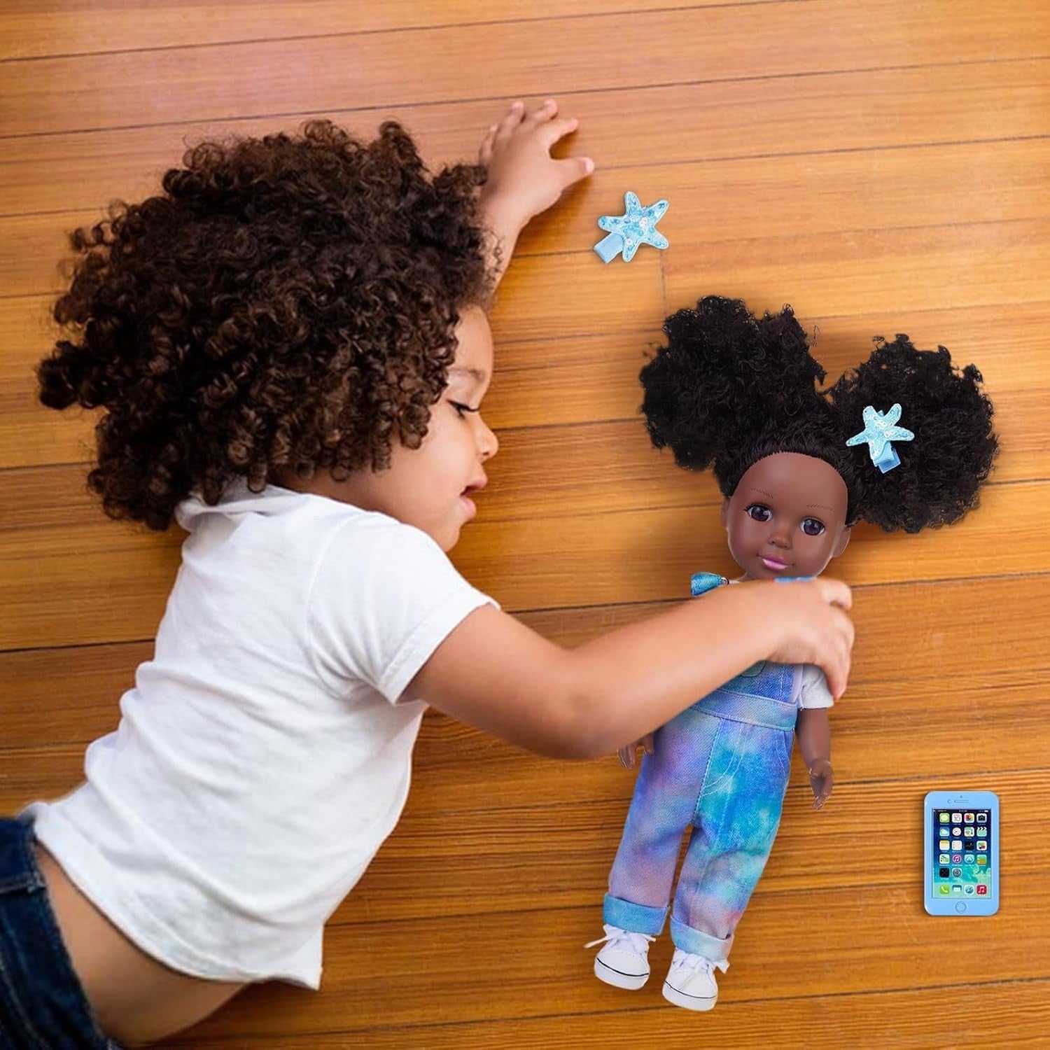 14 Inch Black Baby Doll Silicone Poseable w Clothes Accessories