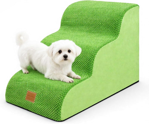3 Step Dog Stairs for Bed Non Slip Foam Pet Ramp 57x40cm