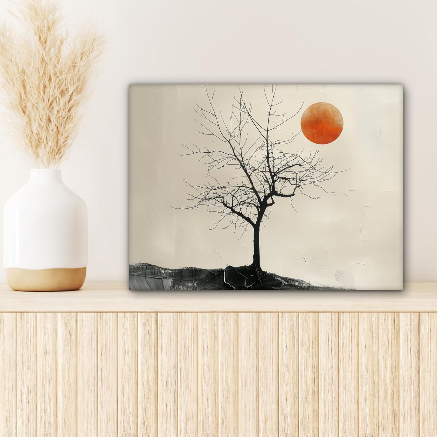 Tree Canvas Wall Art 40x30cm Modern Nature Moon Print