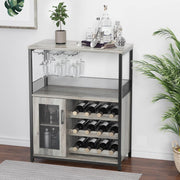 Modern 3-Tier Wine Bar Cabinet with Glass Holder & Storage Shelves for Kitchen