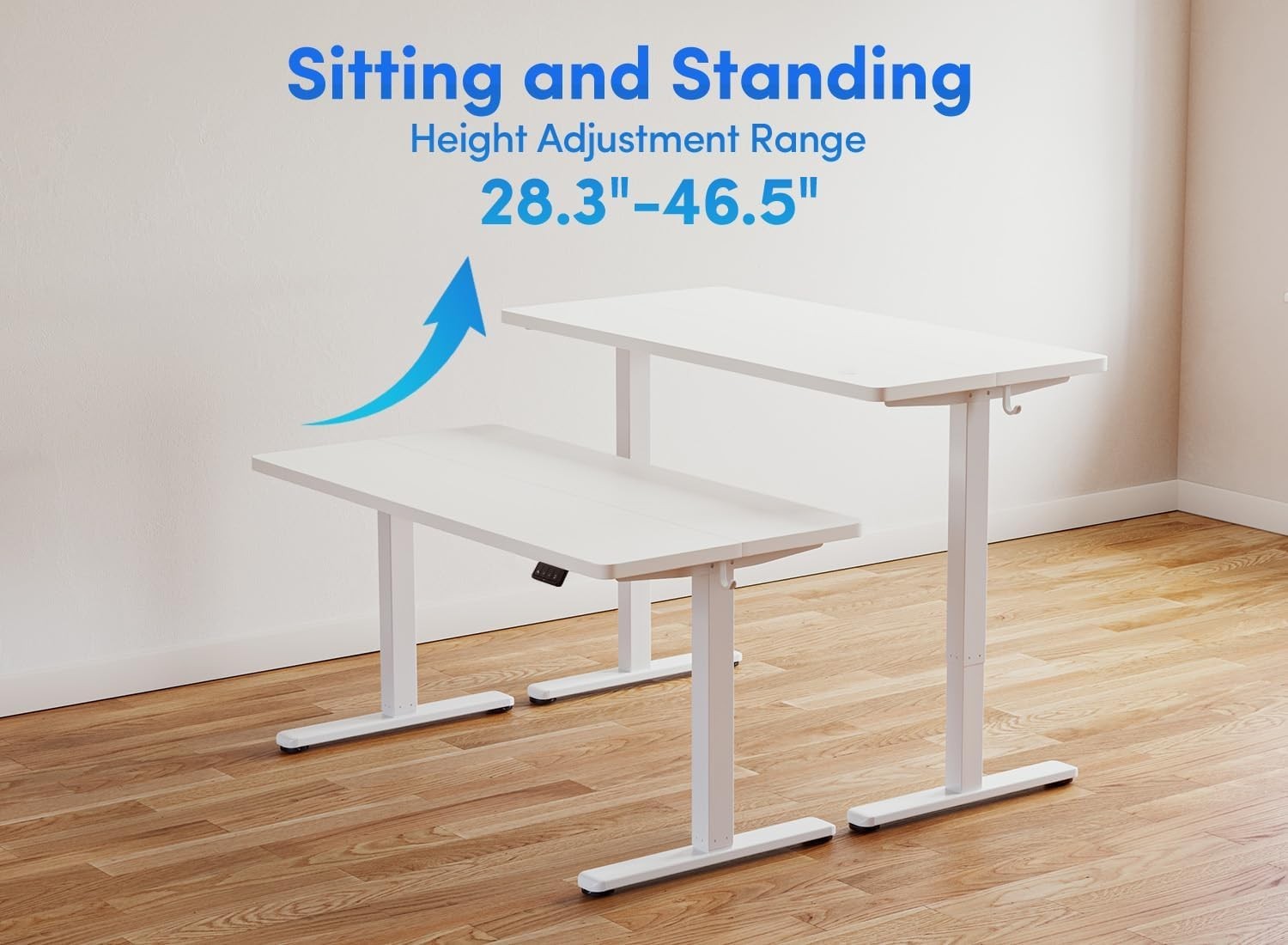 White Electric Standing Desk 100cm Adjustable Sit Stand Table with Memory