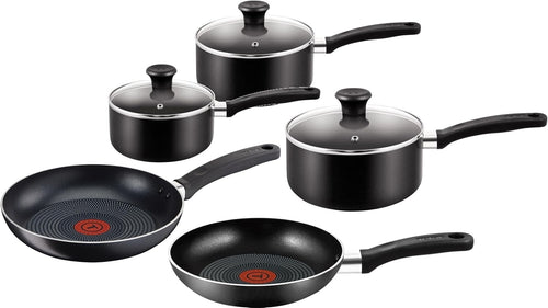 5pcs Black Non Stick Cookware Set with Lids – Saucepan & Frying Pan Set
