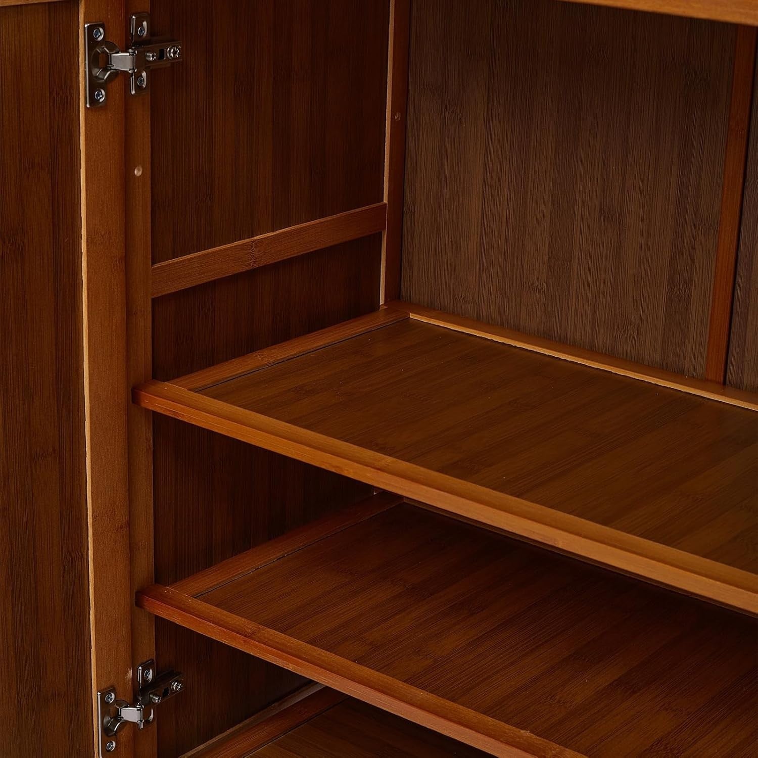 5-Tier Bamboo Shoe Cabinet with Pull-Down Doors, 117x33x85 cm Brown