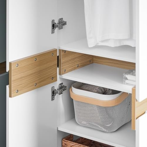 Slim White Wardrobe with Hanging Rail & Adjustable Shelves – Bedroom Storage