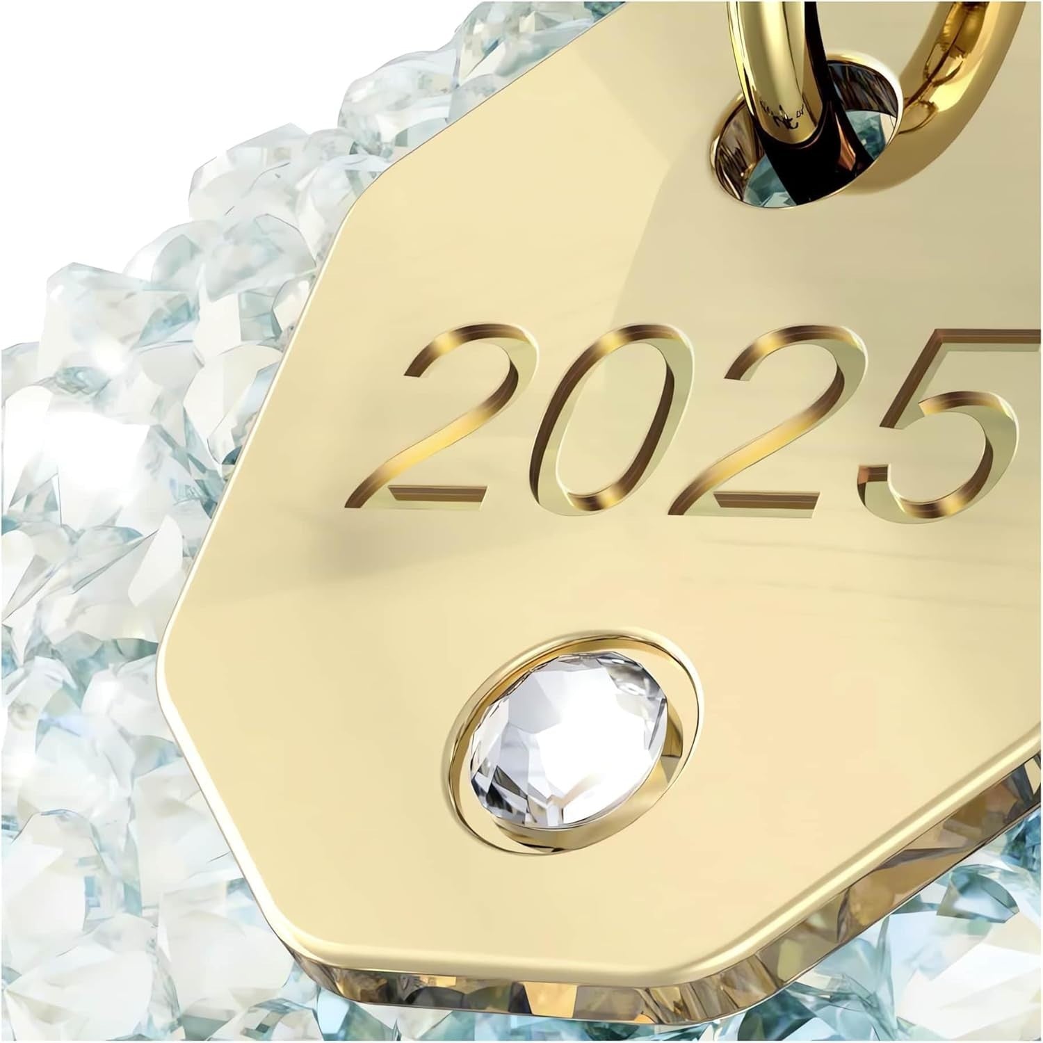 Crystal Bell Ornament 2025 • Clear Glass Luxury Décor • Gold-Tone Star Accent