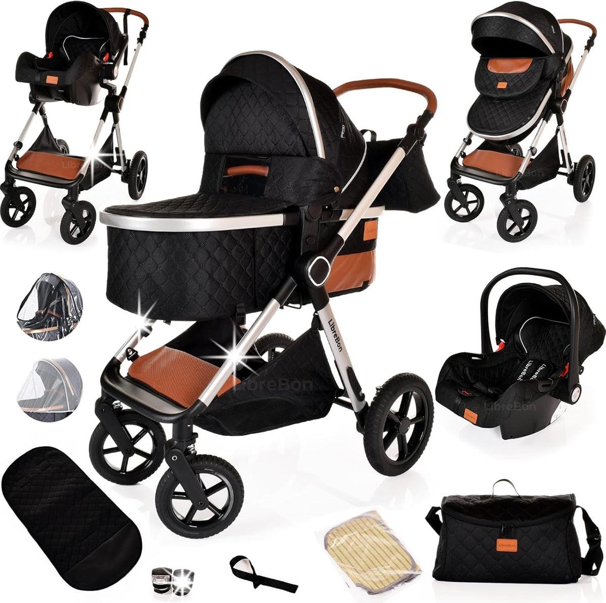 3 in 1 Baby Pushchair Pram Folding Stroller All Terrain from Birth