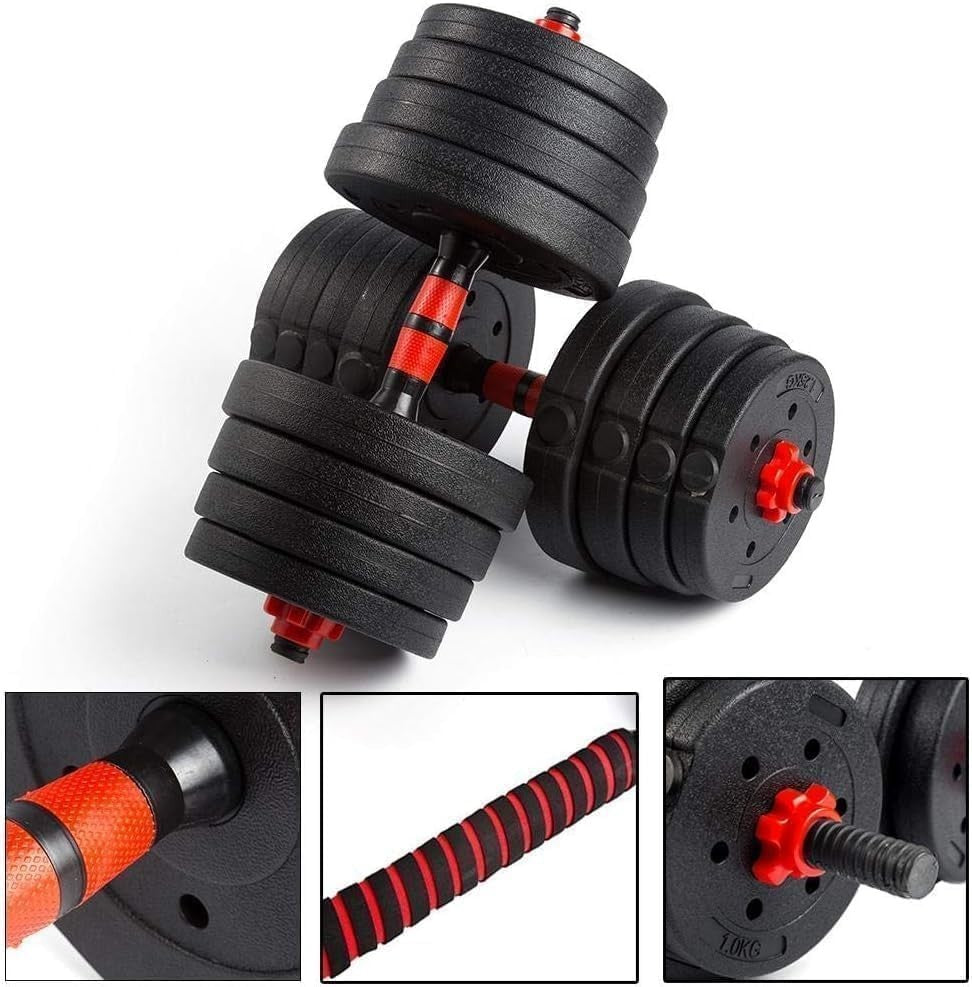 30kg Adjustable Dumbbell Barbell Set Non Slip Home Gym Free Weights