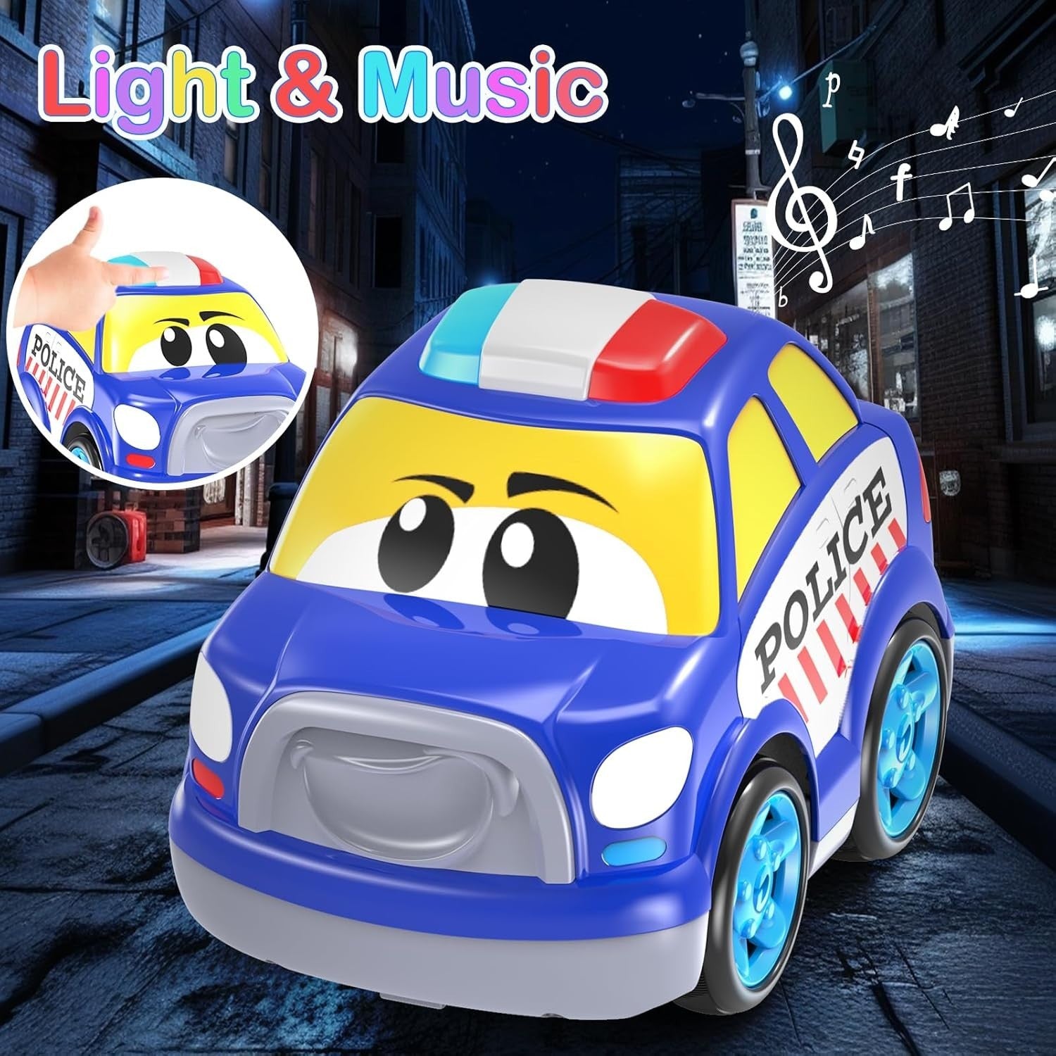 Police Car Toy for 1-3 Year Old Boys – RC Car with Lights & Music