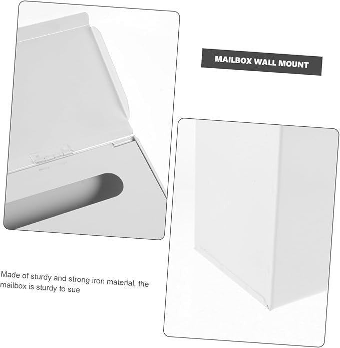 Lockable Vintage Wall Mount Mailbox Iron White Outdoor Post Box Letter Holder