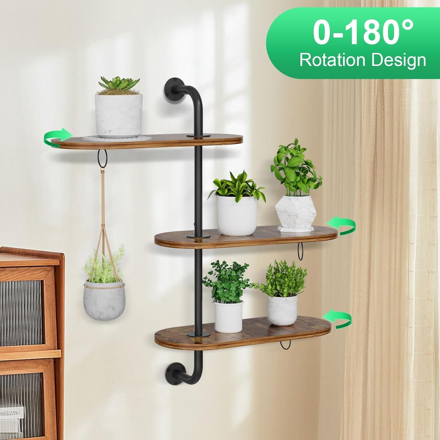 3 Tier Rotating Window Plant Shelf Indoor Outdoor Hanging Flower Pot Rack
