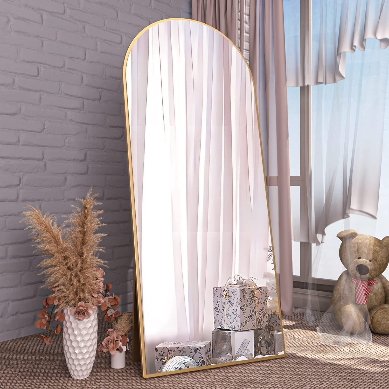 165x60cm Arch Gold Full Length Mirror Wall Leaning Standing for Bedroom