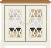 Ivory Oak 2 Door Sideboard Cabinet Lockable Storage Console Organizer