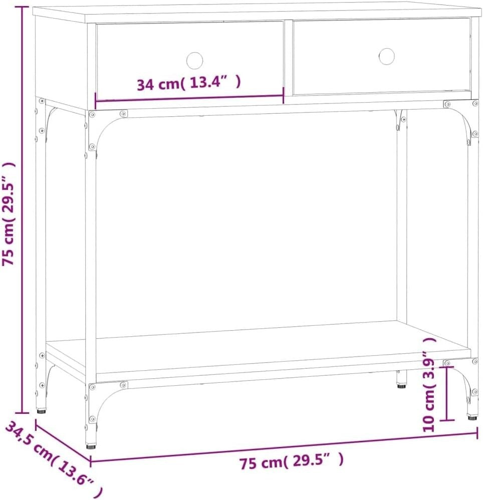 Slim Grey Console Table with Drawers & Shelf – Modern Hallway Storage