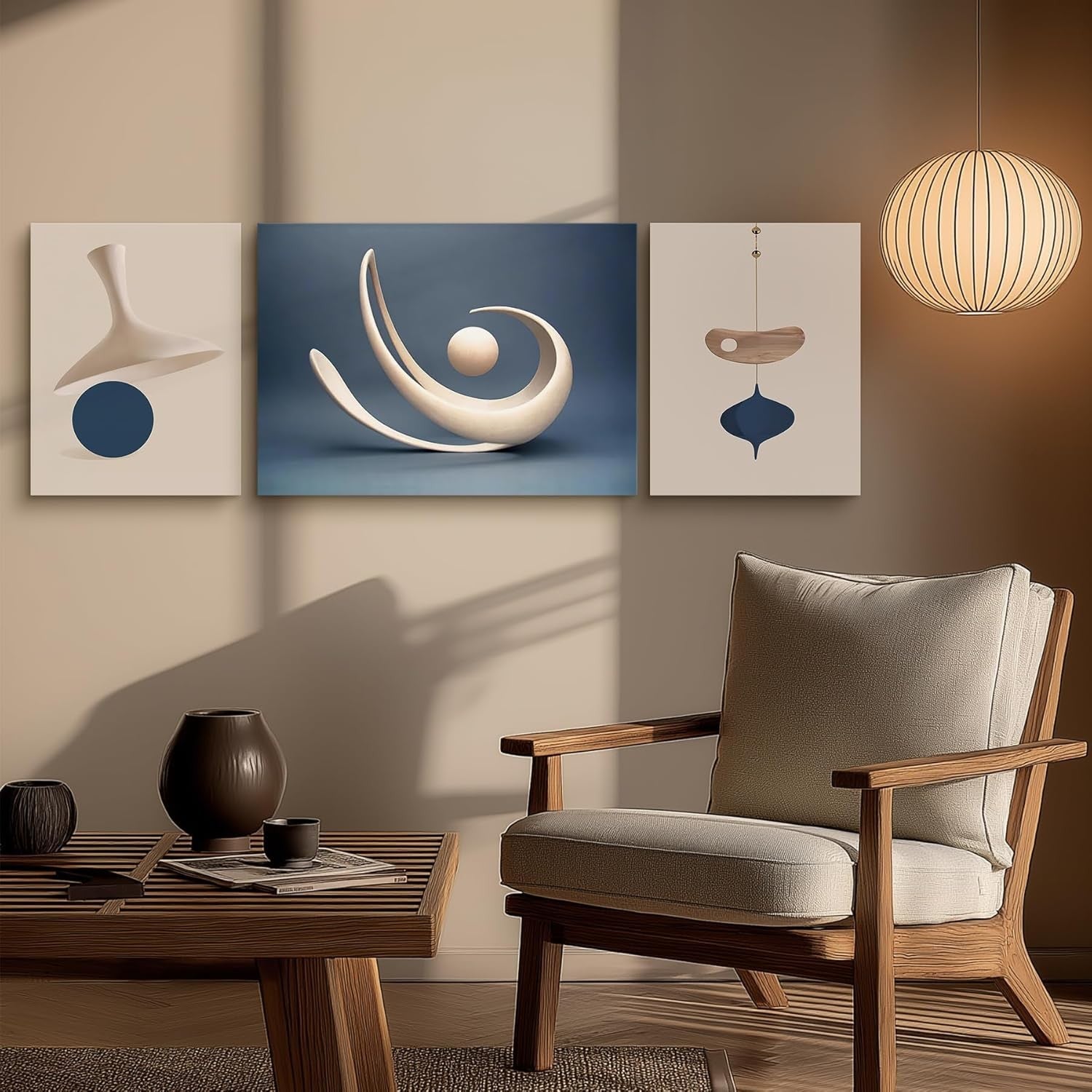 Abstract Canvas Wall Art Blue Modern Framed Prints Living Room Home Decor