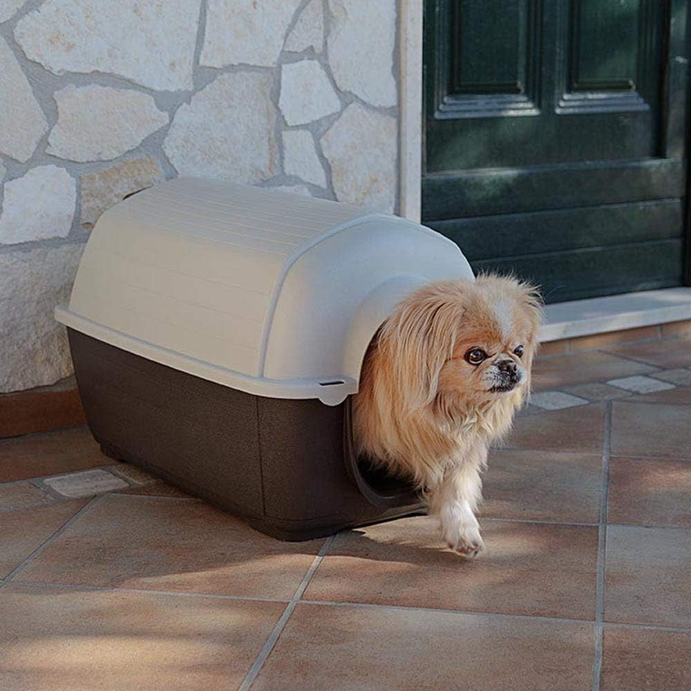 Small Outdoor Dog House Weatherproof UV-Resistant Resin Kennel 66x40x40cm