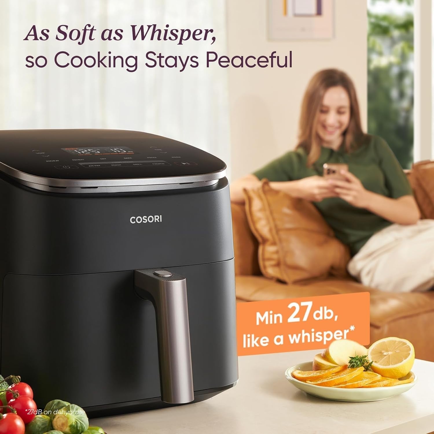 6L Digital Air Fryer 230°C Wide Temp 9 Functions Quiet Fast Energy Saving