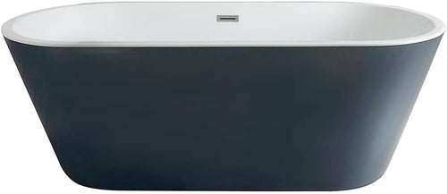 Stone Grey Double Ended Freestanding Oval Bath 1695x750mm Chrome Overflow