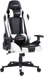 Reclining Gaming Chair Racing Office Desk Faux Leather White
