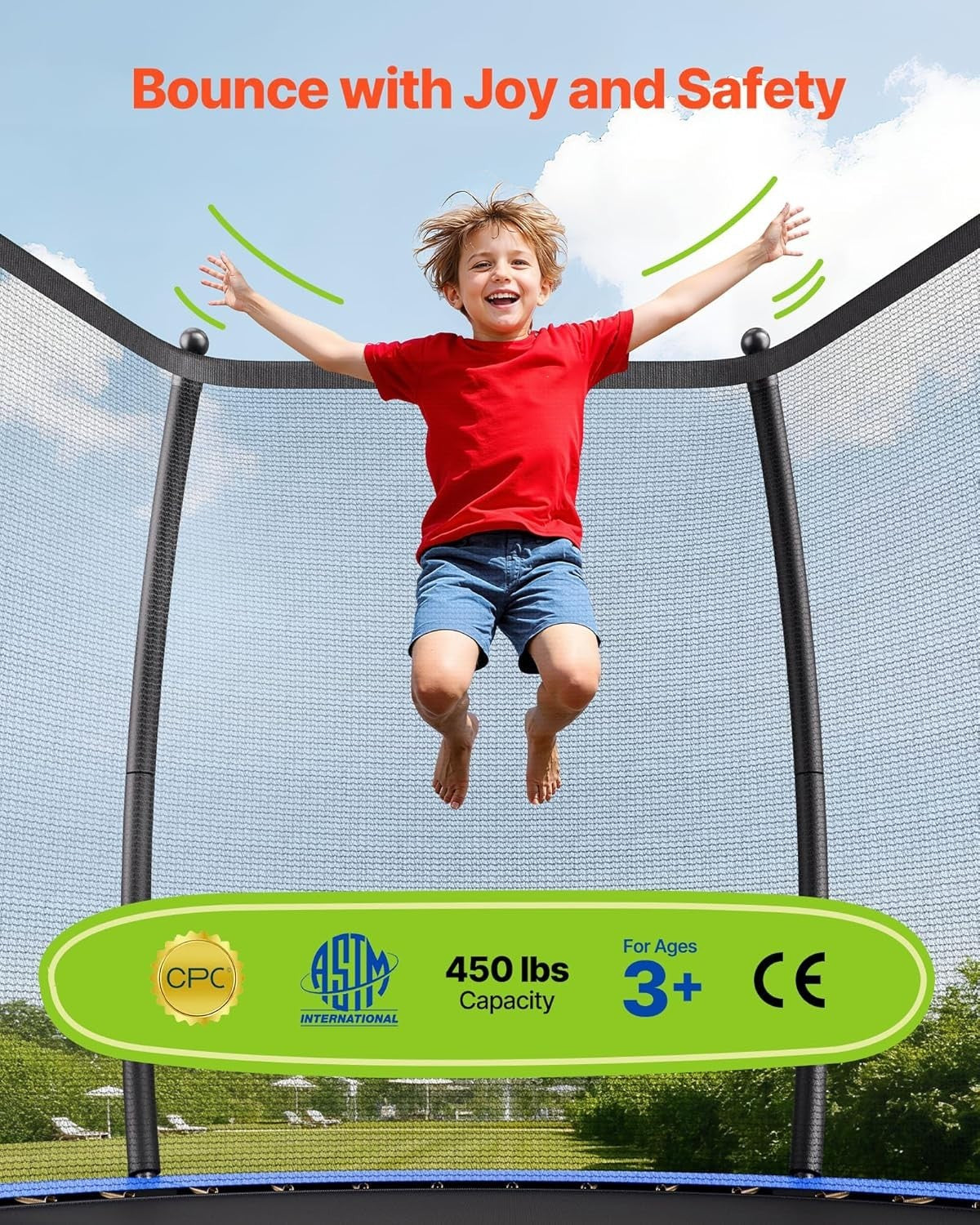 14FT Outdoor Trampoline with Safety Enclosure Heavy Duty 450LB