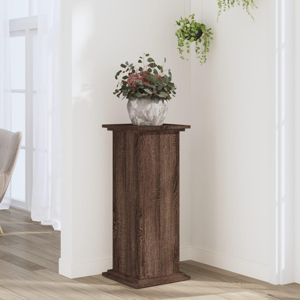 Brown Oak Wood Plant Stand 80cm Tall Display Pedestal Table Indoor Home Decor