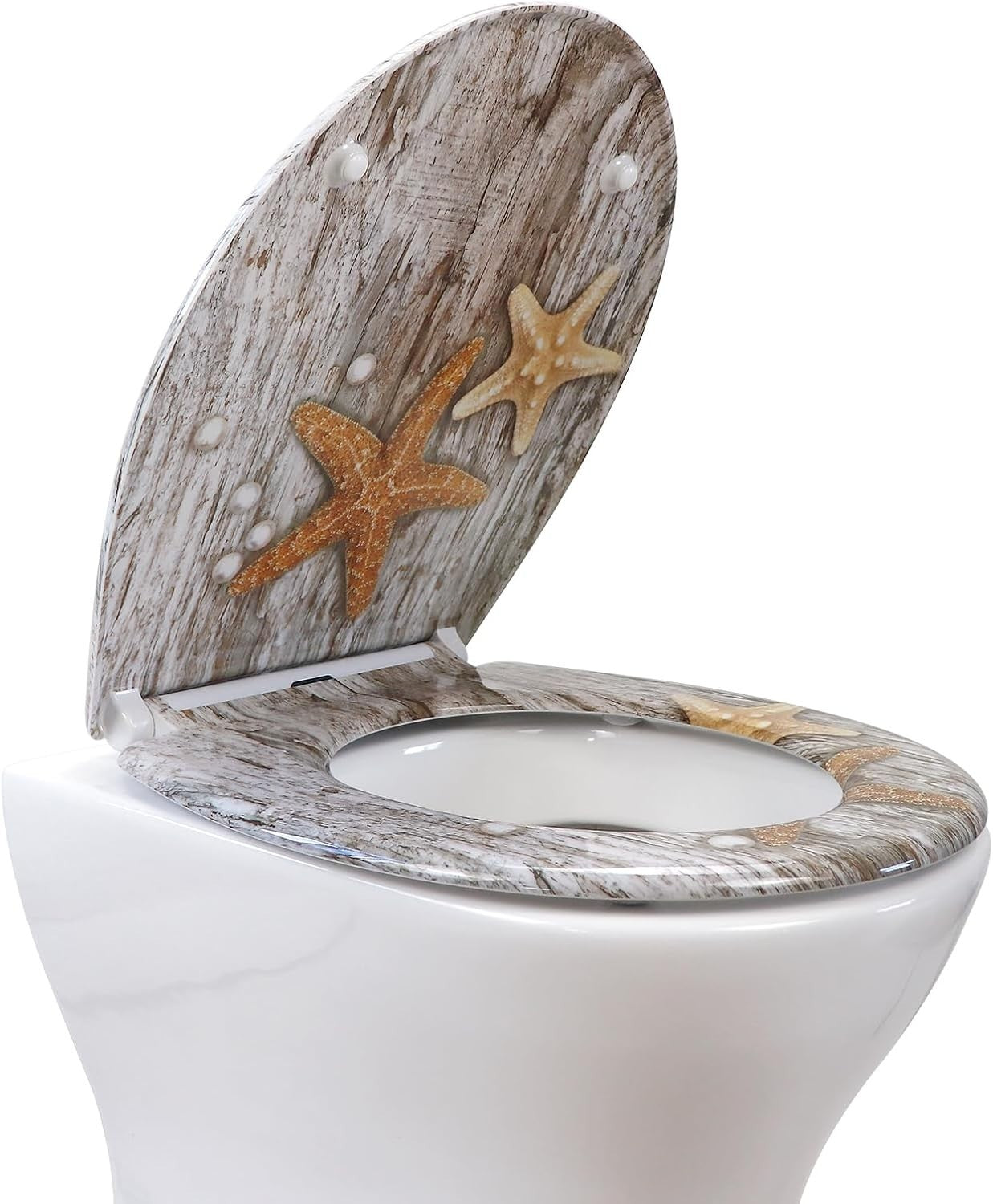 Soft Close Toilet Seat Duroplast Quick Release Top Fix Sea Star Pattern 45x37cm