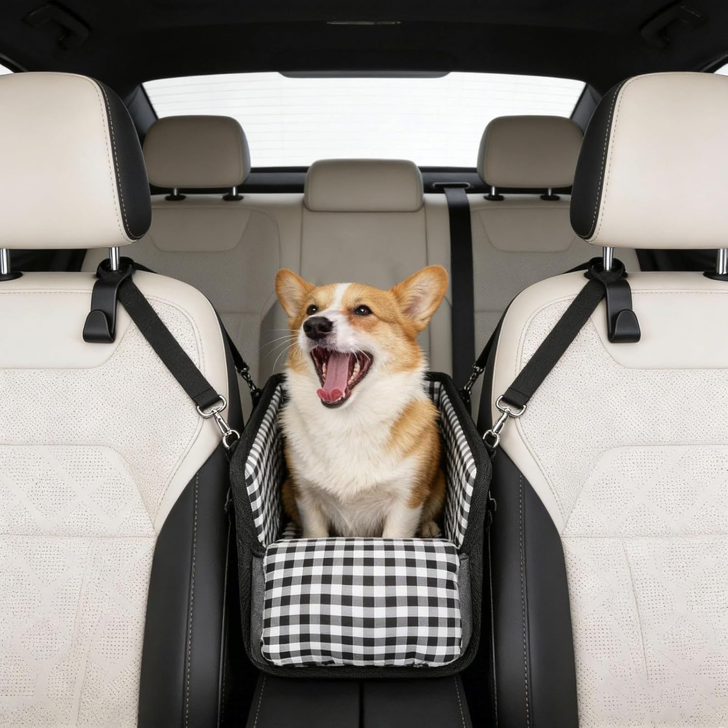 Console Dog Car Seat Small Pet Booster Bed Safety Buckle Travel Bag