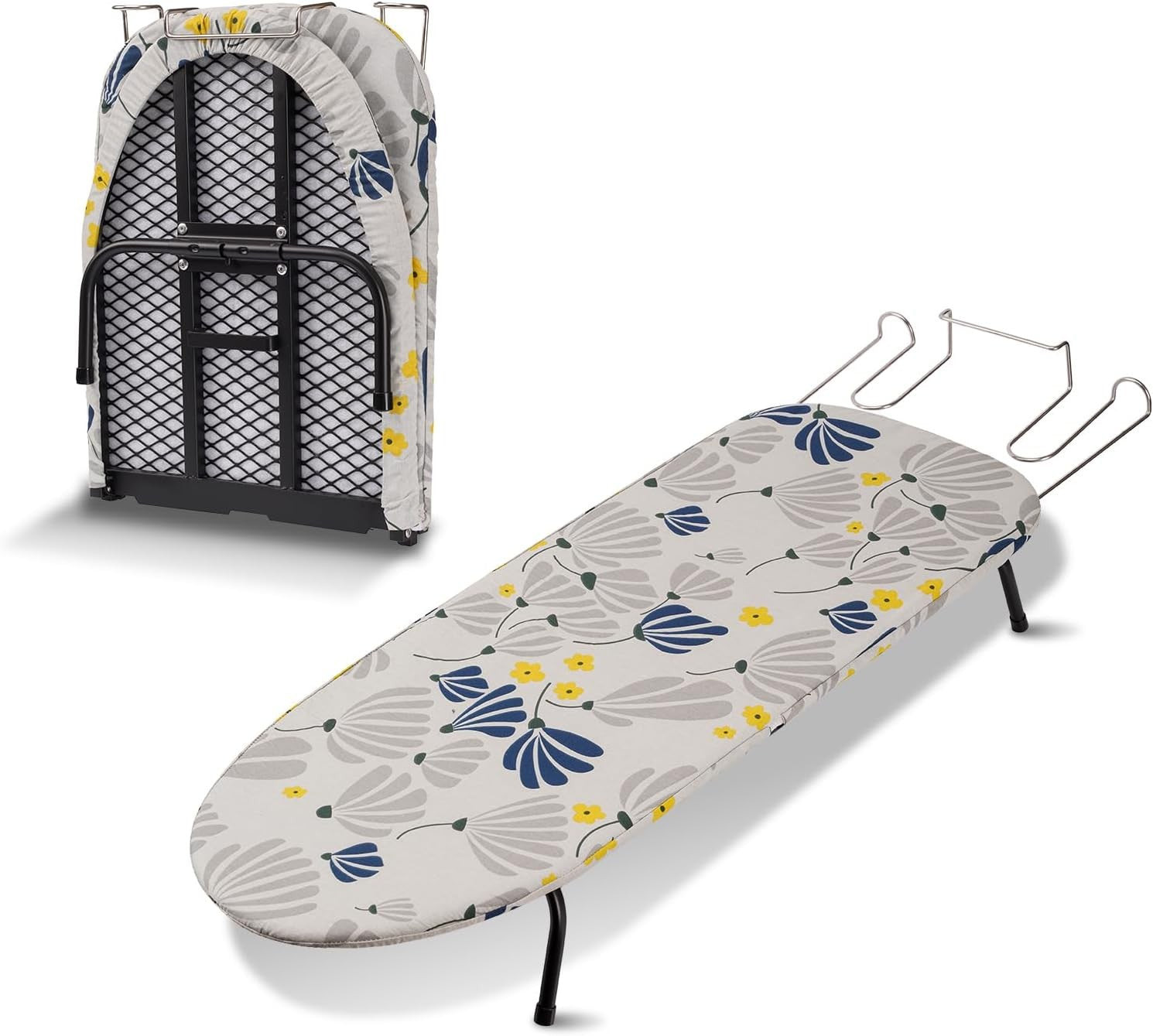 Tabletop Ironing Board Compact Folding with Metal Mesh & Heat Resistant Cover