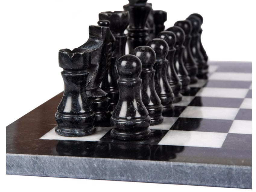 Luxury 12" Handmade Marble Chess Set Black & White Stone Board Gift