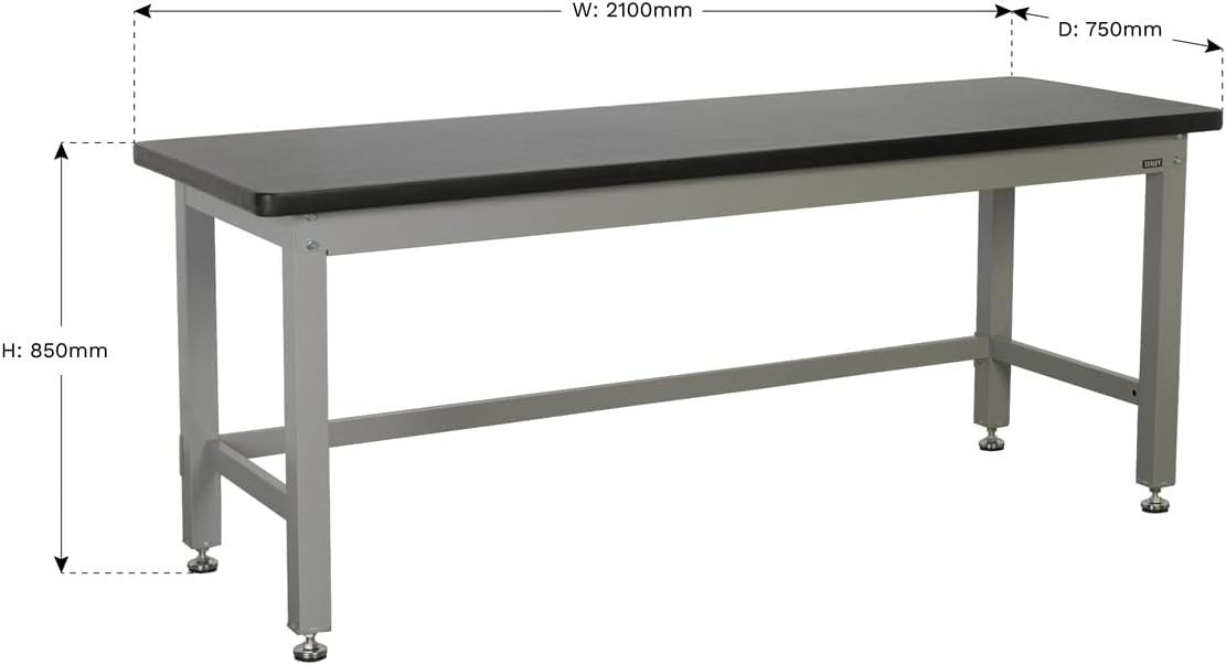 Heavy Duty 2.1m Steel Workbench 1000kg Capacity Industrial Table Adjustable