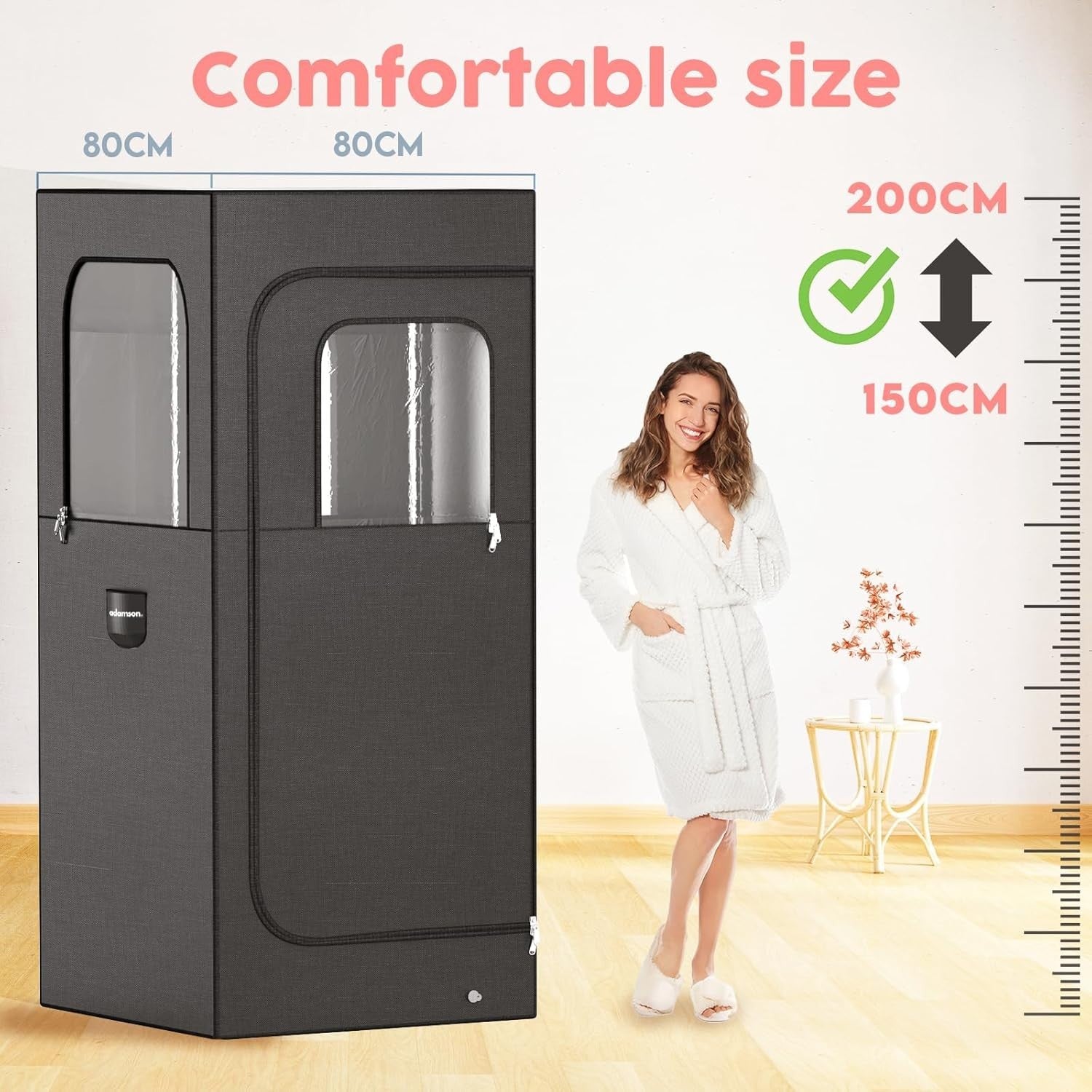 Full-Size Portable Steam Sauna Tent – 2.6L Steamer, Chair, Remote & Massager