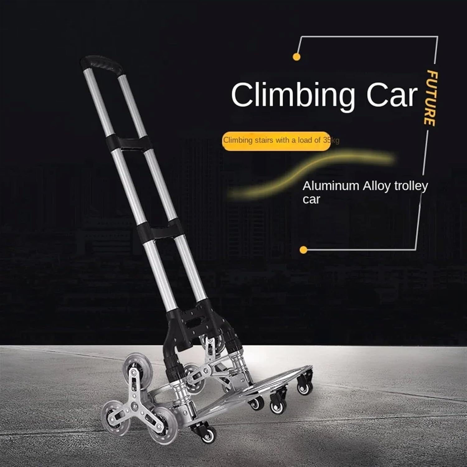 Folding Flatbed Stair Climbing Trolley Ergonomic Handle Multi-Use Cart